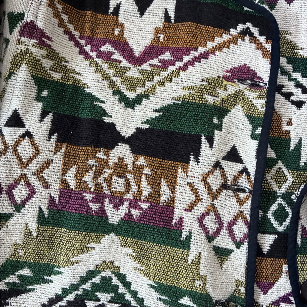 VTG 90s Jane Ashley Geometric Knit Southwestern Pattern Gobelin Weave Jacket (M) - Picture 4 of 6